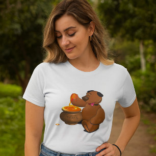 Adorable Honey Loving Bear with Honey Pot  T-Shirt