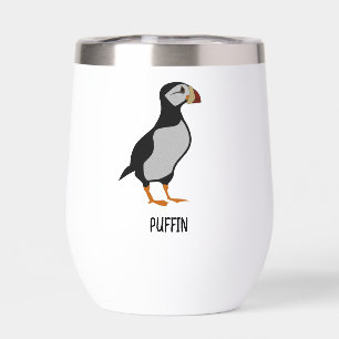 Adorable Horned Puffin Standing Cartoon