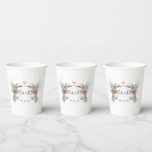 Adorable Hummingbirds Wedding Couple Paper Cups