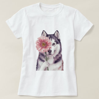 Adorable Husky Watercolor Illustration  T-Shirt