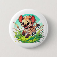 Adorable hyena is bounding through a field