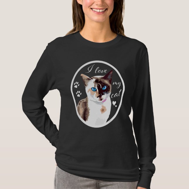 Adorable I Love My Cat T-Shirt (Front)