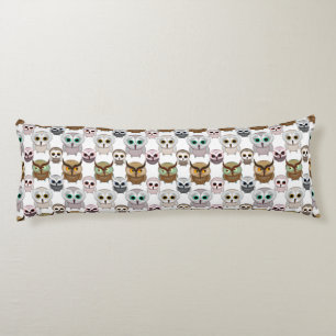 Adorable Illustrated Owls Pattern Body Cushion
