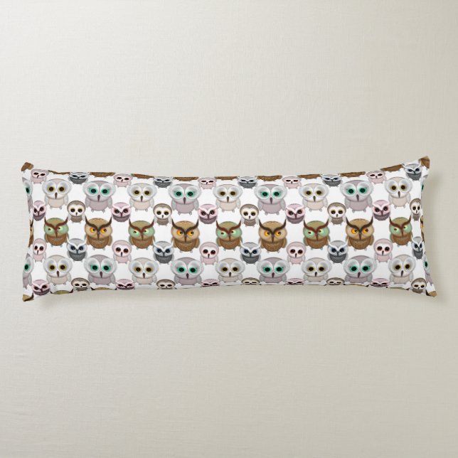 Adorable Illustrated Owls Pattern Body Cushion (Back)
