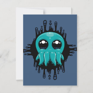 Adorable Inky Baby Octopus Friend Postcard