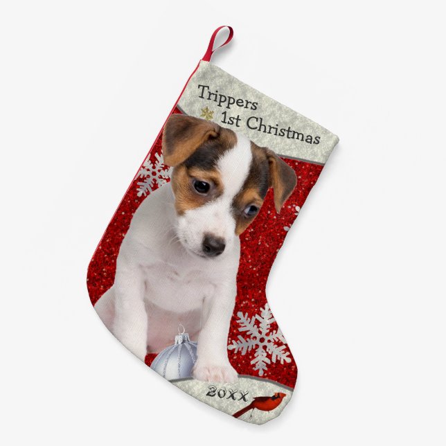Adorable Jack Russell Puppy Christmas Stocking (Front (Hanging))