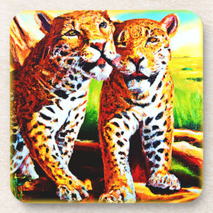 Adorable Jaguar Cubs in the Jungle. Buy Now Coaster