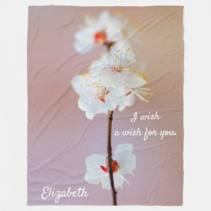 Adorable Japanese Apricot Blossoms Fleece Blanket