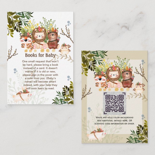 Adorable Jungle Animals Baby BOOK Poem Request Enclosure Card (Front/Back)