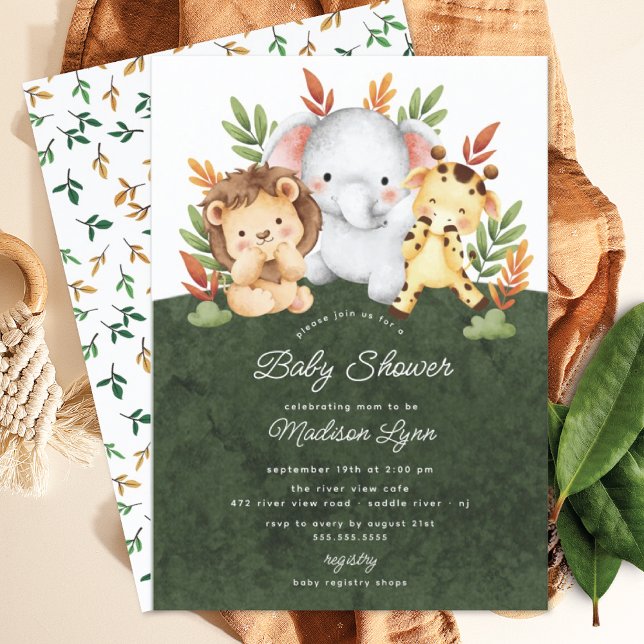 Adorable Jungle Animals Baby Shower Invitation (Creator Uploaded)