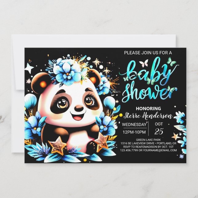Adorable Jungle Panda Delight Boy Baby Shower Invitation (Front)