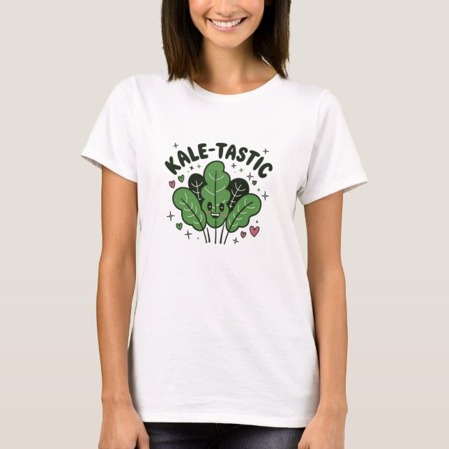 Adorable Kale Graphics for Veggie Fans T-Shirt (Front)
