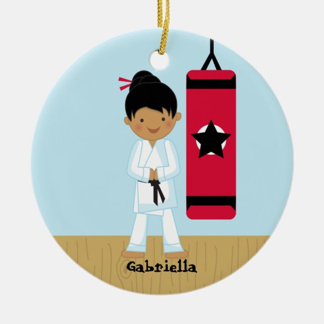 Adorable karate Girl Ornament (Front)