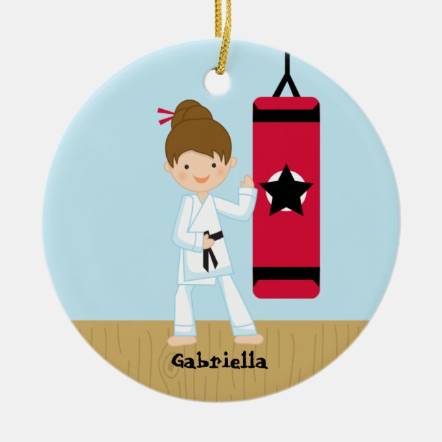 Adorable karate Girl Ornament (Front)