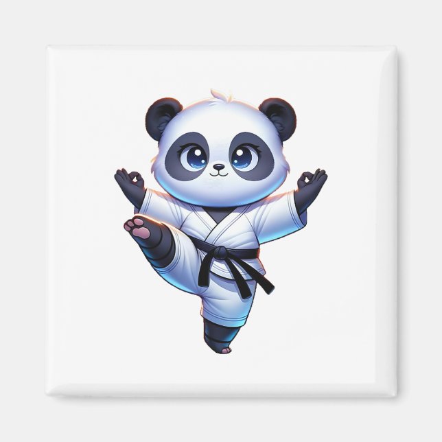 Adorable Karate Panda Crane Kick Pose  Magnet (Front)