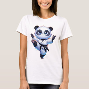 Adorable Karate Panda Crane Kick Pose T-Shirt