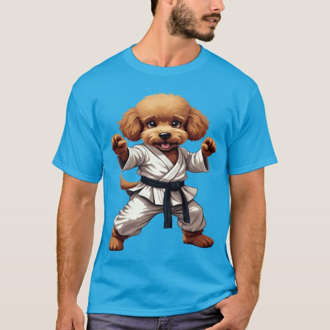Adorable Karate Puppy Martial Arts Gi Illustration T-Shirt (Front)