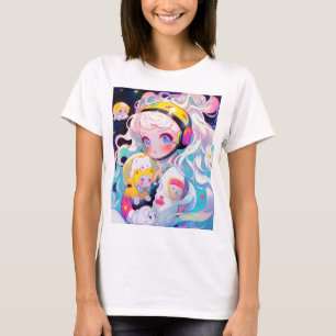 Adorable Kawaii Anime Girl in Space T-Shirt