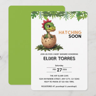 Adorable Kawaii Baby Dinosaur Hatching Invitation