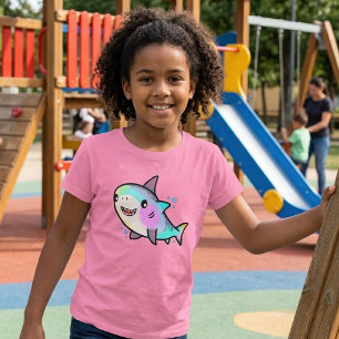 Adorable Kawaii Baby Shark with Rainbow Pastels T-Shirt