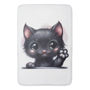 Adorable Kawaii Black Cat Bath Mat