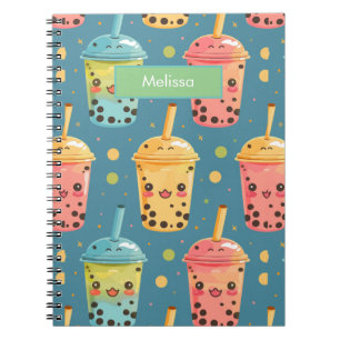Adorable Kawaii Boba Drink Design Notebook