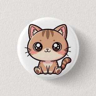 Adorable Kawaii Cat Chibi Illustration 3 Cm Round Badge