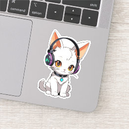 Adorable Kawaii Cat in Headphones