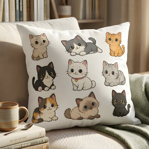 Adorable Kawaii Cat Kittens Decorative  Cushion
