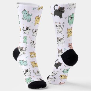 Adorable Kawaii Cats Pattern Socks