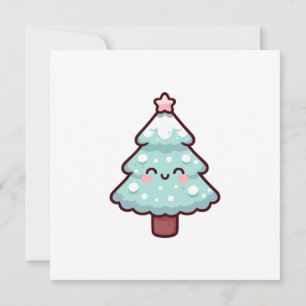 Adorable Kawaii Christmas Tree Character Holiday Card
