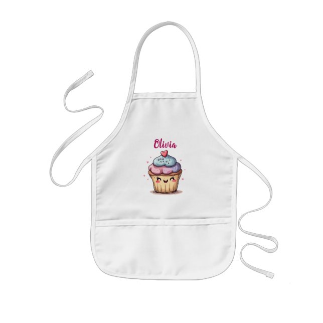 Adorable Kawaii Cupcake Kids Apron (Front)