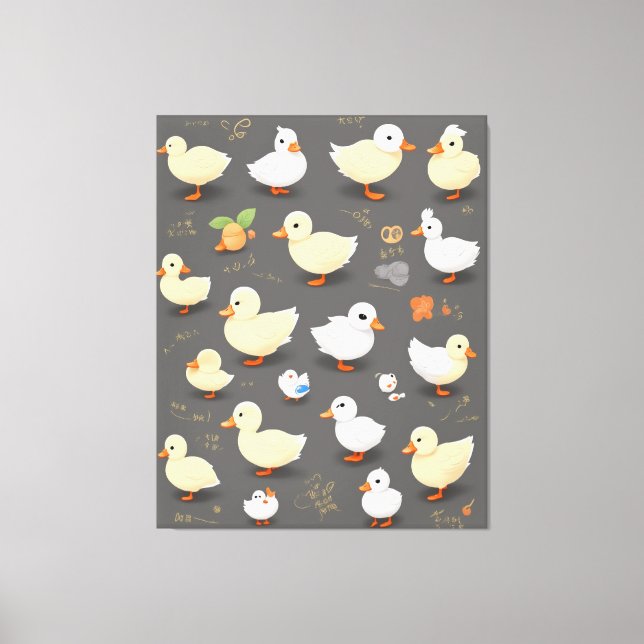 Adorable Kawaii Duck: Multiple Vector Designs Canvas Print (Front)