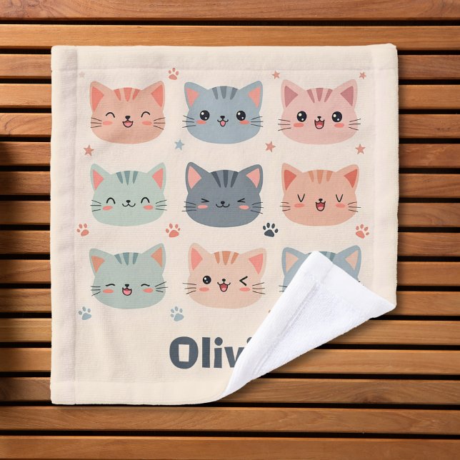 Adorable Kawaii Kitten Faces Wash Cloth (Creator Uploaded)