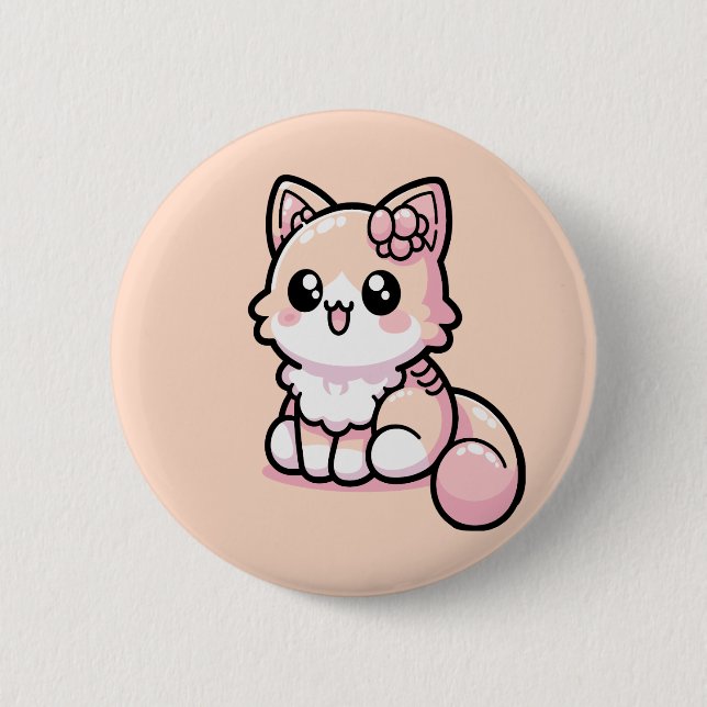 Adorable Kawaii Kitty 6 Cm Round Badge (Front)