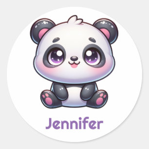 Adorable Kawaii Panda Personalised Design Classic Round Sticker