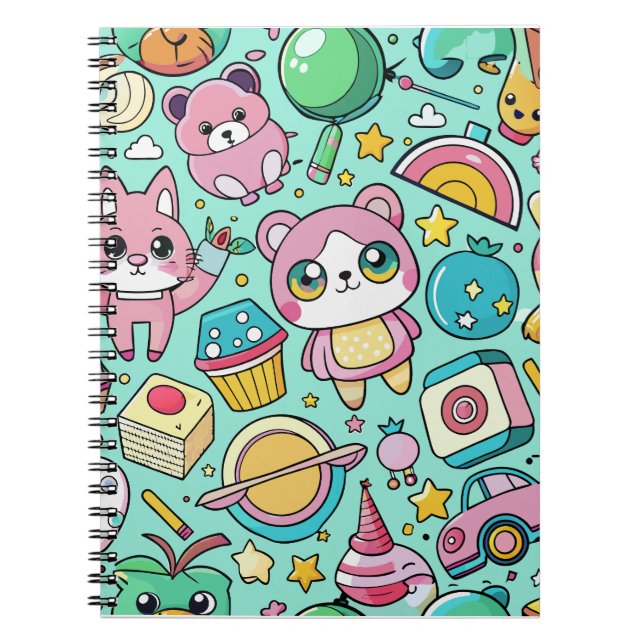 Adorable Kawaii Pattern Notebook (Front)