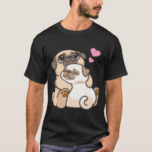 Adorable Kawaii Pug Puppies Sharing a Warm Hug T-Shirt
