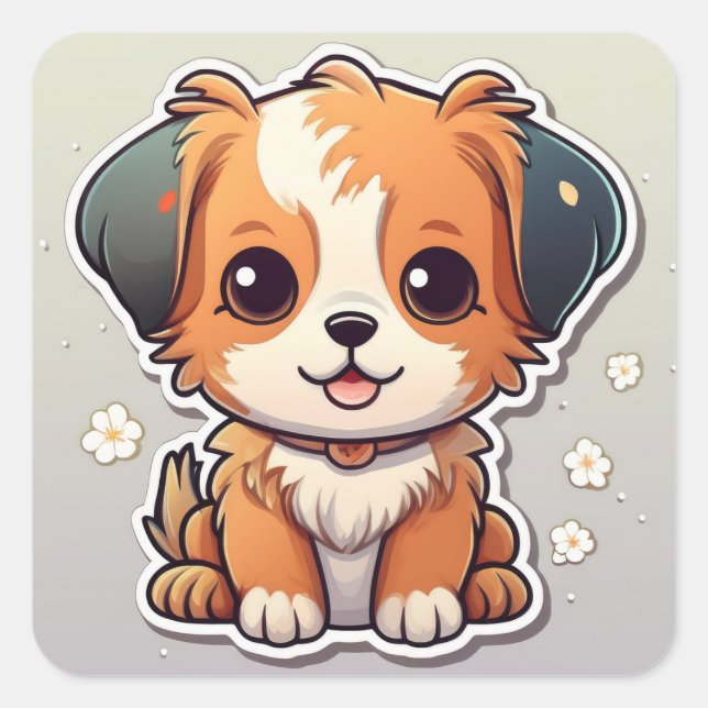 Adorable Kawaii Puppy Sticker (Front)