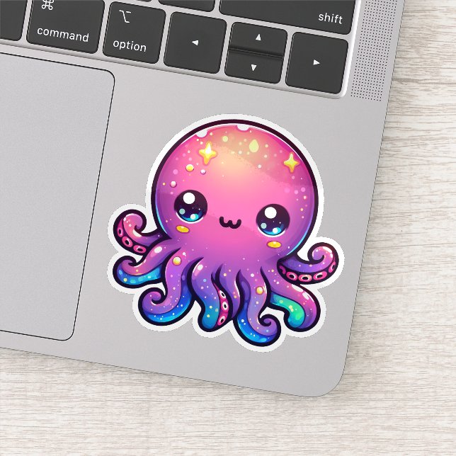 Adorable Kawaii Space Octopus with Cosmic Glow Sti (Detail)