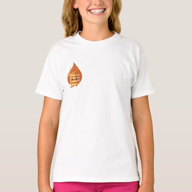 Adorable Kawaii Stack of Pancakes with Maple Syrup T-Shirt (Front)