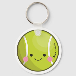 Adorable Kawaii Tennis Ball Custom Name Cute Sport Key Ring