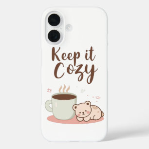 Adorable "Keep it Cozy" Winter Graphic iPhone 16 Case