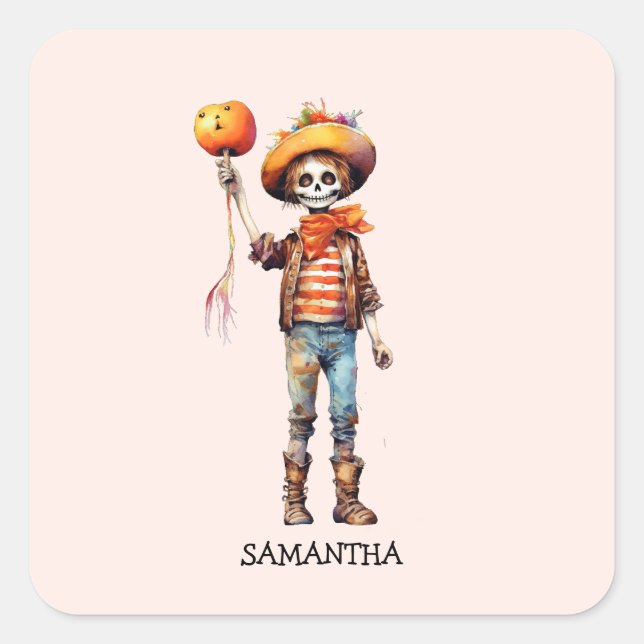 Adorable Kid Zombie - Cute Halloween (3) Square Sticker (Front)
