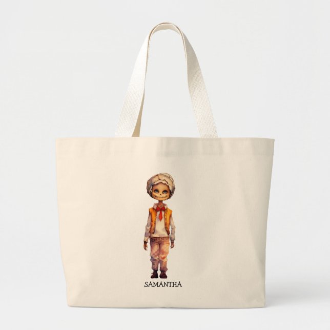 Adorable Kid Zombie - Cute Halloween Large Tote Bag (Front)