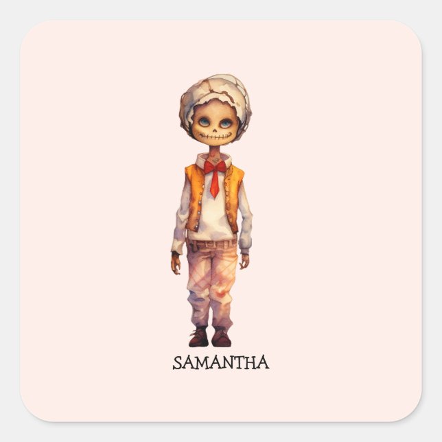 Adorable Kid Zombie - Cute Halloween Square Sticker (Front)