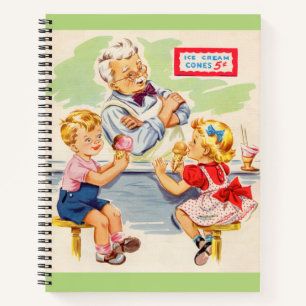 adorable kids at the soda fountain notebook