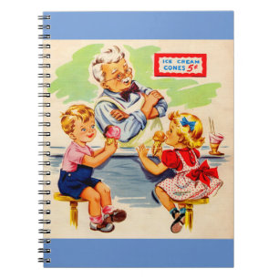 adorable kids at the soda fountain spiral notebook