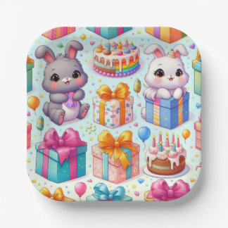 Adorable Kids Bunny Birthday Party Plates