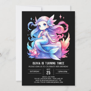 Adorable Kids Mermaid Birthday Invitation